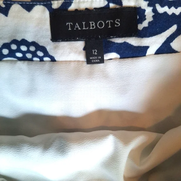Talbots Women's Blue And White Floral Print Lace Trimmed Side Zip Skirt -Size 12 - Picture 3 of 8